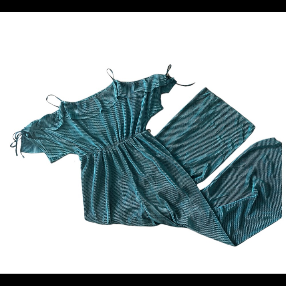 ZARA off the shoulder green jump suit